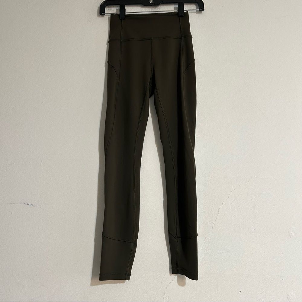 Lululemon In Movement 7/8 Tight Leggings Everlux 25" Dark Olive Size 2